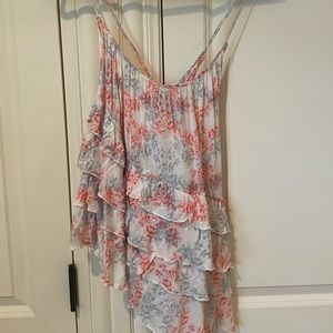 Free People Ruffle Blouse - red and blue flower
